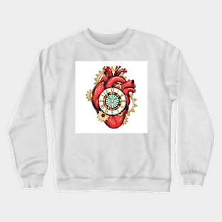 Mechanical Heart with Clock face and Gears Crewneck Sweatshirt